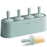 Popsicle Mold Set 4 Pieces Homemade Silicone Popsicle Maker Easy Release Ice Cream Molds Reusable DIY Pop Molds (Green, IcyClassic Pops)