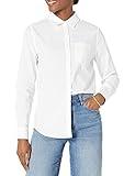 Amazon Essentials Women's Regular-Fit Long-Sleeve Button-Down Poplin Shirt, White, Large