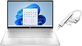 HP 17.3“ FHD”(1920x1080) Laptop |AMD Ryzen 5 5500U(Beat i5-1355U)| AMD Radeon Graphics| Camera |Silver| 8GB RAM | 256GB SSD | Windows 11 S | Bundle with USB 3.0 Hub