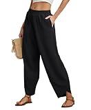 FREEOAK Black Womens Wide Leg Pants Teacher Work Cozy Relaxed Fit Casual Outfits Fall Winter Homewear Sweatpants Flowy Harem Travel Cozy