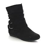 Beston Forever Selena-58 Women's Fashion Mid Calf Flat Heel Side Zipper Slouch Boots Black 10