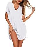 Ekouaer Women's Button Down Shirts Dress Get Ready for Wedding Nightdress Nightgowns Nursing Sleep Shirt White