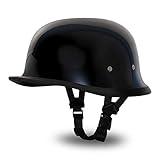 Daytona Helmets German Style Novelty Motorcycle Helmet - Timeless Classic Design, Comfortable Padded Liner, Adjustable Leather Chin Strap- Perfect Biker Accessory for Men & Women