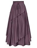Scarlet Darkness Long Skirts for Women Renaissance Costume Pirate Maxi Skirt Plus Size with Pockets Purple Gray L