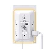 Surge Protector, Outlet Extender with Night Light, Addtam 5-Outlet Splitter and 4 USB Ports(1 USB C), Multi Plug Wall Outlet for Home Office Dorm Room Essentials