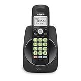 [New] VTech VG131-11 DECT 6.0 Cordless Phone - Bluetooth Connection, Blue-White Display, Big Buttons, Full Duplex, Caller ID, Easy Wall Mount, 1000ft Range (Black)