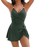 Blooming Jelly Womens One Piece Swimsuits Modest Tummy Control Bathing Suit Long Torso 2025 Swimdress (M, Army Green)