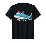 Santa Shark Christmas Lights Sharkmas Tree Xmas Boys Men T-Shirt