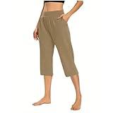 Amazon haul Store Clearance Pull On Capris for Women Dressy Casual Stretch Lightweight Capri Elastic High Waist Lounge Pants 2025 Summer Women's wear to Work Pants & Capris