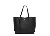 Dreubea Women's Soft Faux Leather Tote Shoulder Bag from, Big Capacity Tassel Handbag Black