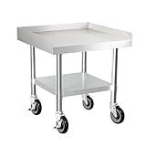 HARDURA Stainless Steel Equipment Work Stand 24" x 24" Prep Table with Under Shelf and Caster for Commercial & Workplace, Home, Hotel, Garage