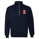 UGP Campus Apparel AQ07 - Illinois Fighting Illini Primary Logo LC EMB 1/4 ZIP - 3X-Large - Navy