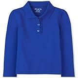 The Children's Place girls Uniform Long Sleeve Ruffle Pique Polo Shirt, Renew Blue, Small US