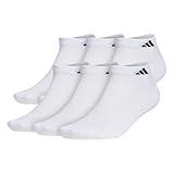 adidas Men's Athletic Cushioned Low Cut Socks with Arch Compression for a Secure fit (6-Pair), White/Black, L