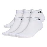 adidas Men's Athletic Cushioned Low Cut Socks with Arch Compression for a Secure fit (6-Pair), White/Black, Medium