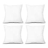 EDOW Throw Pillow Inserts, Set of 4 Lightweight Down Alternative Polyester Pillow, Couch Cushion, Sham Stuffer, Machine Washable. (White, 18x18)