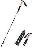 A ALAFEN Lightweight Collapsible Trekking Pole - 7075 Aluminum Adjustable Walking Stick for Hiking & Travel, Foldable Quick-Lock Design, Single Pole for Adults & Seniors,Black