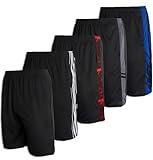 Boys Workout Quick Dry Shorts Youth Clothes Mesh Active Athletic Basketball Soccer Kids Pockets Running Teen Dry-Fit M (10-12) 5-Pack