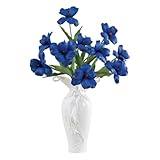 TINGE TIME 10pcs Fake Flowers, 15.3" Blooming Tulips Artificial Flowers, Real Touch Tulips for Easter Decorations（Royal Blue）