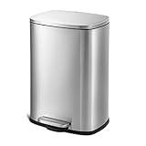 QUALIAZERO 50L/13Gal Heavy Duty Hands-Free Stainless Steel Commercial/Kitchen Step Trash Can, Fingerprint-Resistant Soft Close Lid Trashcan, 50L / 13 GAL