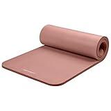 Retrospec Solana Yoga Mat 1" Thick w/Nylon Strap for Men & Women - Non Slip Exercise Mat for Home Yoga, Pilates, Stretching, Floor & Fitness Workouts - Rose