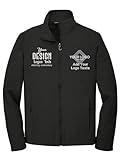 INK STITCH Men J901 Custom Embroidery Logo Texts Collective Soft Shell Zip Up Jackets - Black (L)