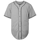 Phoneutrix Blank Plain Hip Hop Hipster Baseball Jersey Button Down Shirts Sports Uniforms Men Women Jersey (Grey, Medium)