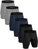 HovSiyla 6 Pack Compression Shorts Men Performance Sports Workout Athletic Running Underwear Shorts Spandex 2 Black 2 Grey 2 Navy-S