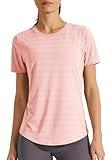 Libin Women's Short Sleeve T Shirts Workout Gym Athletic Running Summer Tops Quick Dry Crewneck Yoga Sports Exercise Tee Shirt Loose Fit Pink, XL