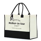 Mother in Law Gifts Best Mother in Law Gifts Canvas Tote Bag Mother in Law Gifts from Daughter in Law Reusable Grocery Bag Beach Bag for Women Her Wedding Party Birthday Christmas Mothers Day