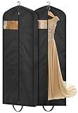 MISSLO 65" Long Garment Bags for Travel Dress Bags Wedding Dress Cover Waterproof Clothing Bags Storage Traveling Clothes Protector for Closet Wardrobe Bags 2 Packs for Gowns, Tuxedos, Coats, Black