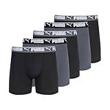 PUMA Men's 5 Pack Performance Boxer Briefs, Black/Grey