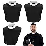 ShinyMatch 3 Pieces Unisex Priest Collar Clergy Shirt Neck Collar Black Clergy Collar Clerical Bib Collar for Men Women Pastor Costumes Accessory