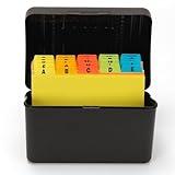 H4D Index Card Holder 3x5 Inches with 25 Plastic Dividers, Black