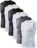 OYGSieg 6 Pack Men's Athletic Compression Shirts Sleeveless Tank Top Base Layer Sports Workout Shirts for Basketball 2XL