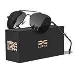 LUENX Aviator Sunglasses for Men Womens Polarized Driving Shades Black Lens Black Metal Frame Classic Style 60mm