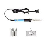 TXINLEI Electronics Soldering Iron Kit，60W 110V Adjustable Temperature Welding Tool Set, 5pcs Different Soldering Tips, Stand