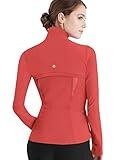 Lock and Love LL WJC3024 Women's Running Shirt Full Zip Workout Track Jacket with Thumb Holes XL Coral