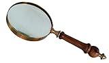 Deconoor 10X Handheld Magnifying Glass Lens, Antique Brass Magnifier, Fine Print Reading, Inspection, Coin & Stamp, Astrologer, Science, Low Sight Elderly, with Wooden Handle, Collectible Décor Gift