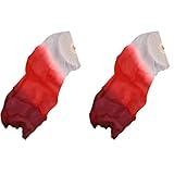 SVPMECN Silk Belly Dance Fan,Women Handmade Silk Long Belly Dance Fan Veils 1 Pair (Left+Right),Belly Dancing Long Folding Fans,for Dance Performance Art Performance (White-red)