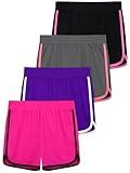 Resinta 4 Pack Youth Girls Athletic Shorts Quick Dry Active Shorts Big Girl Summer Sports Shorts for Running Dance Yoga
