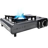 Gas One Portable Butane Camping Stove with Case: Automatic Ignition, Precise Heat Control - Camping & Tailgating and Outdoor Cooking