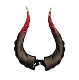 Dark Gothic Devil Horns Ghost Sheep Horn Hair clips Headwear Costume Halloween Cosplay Anime Hair Accessories Women Men (red black, S)