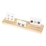 Zyghjort Wooden Earring Stand, 3 Slot Earring Display Stands 11.8 × 3.1 × 0.6 Inch Earring Holders for Selling Wood Jewelry Display Stand for Tabletop Shows Earring Crafts Jewelry Business