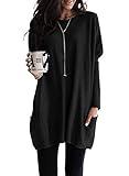 Dokotoo Womens Sweatshirts Long Sleeve Shirts Winter 2024 Comfy Sweatshirt Dress Casual Clothes Tunic Sweaters Tops for Women Loose Fit Dressy Blouse Oversized Tshirt Dress Black XXL