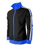 SCREENSHOTBRAND-S51706 Mens Hip Hop Premium Slim Fit Comfort Track Jacket - Athletic Sport Fitness Color Block Fashion Urban Lifestyle Streetwear Top-Black/Royal-2XLarge