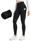 CRZ YOGA Thermal Fleece Lined Leggings Women 28'' - Winter Warm High Waisted Hiking Pants with Pockets Workout Running Tights Black Medium