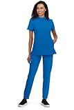 KOI Next Gen Driven Women's 4-Pocket Mandarin Collar Scrub Top Royal Blue M
