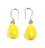 Natural Baltic Amber Tear Drop Earrings Sterling Silver/Natural Amber Earrings (yellow)