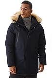 Molemsx Down Coats For Men, Men's Winter Jacket Warm Parka Puffer Jacket Winter Hooded Down Jacket Most Wished & Gift Ideas for Cold Weather with Faux Fur Trim Fit Sweatshirt Navy XS Regular